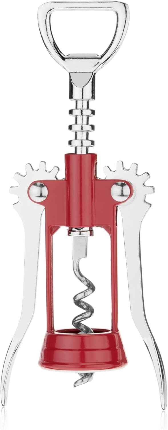 True Soar Winged Corkscrew Wine Opener Manual, Heavy Duty Stainless Steel, Set of 1 Red