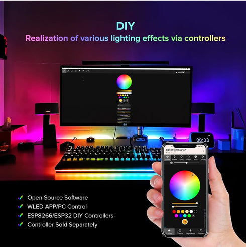 WS2812B 16.4FT 50LED DC12V BTF-LIGHTING IC RGB Pebble Pixel Light Seed String Roll Individual Addressable Chasing Color