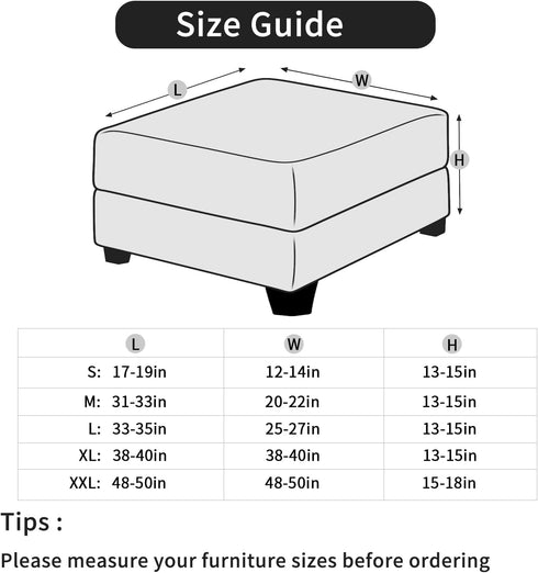 20"-22" Stretch Ottoman Cover Rectangular Waterproof Medium Printed Boho Footstool Cover Fit Width Foot Stool Ottoman