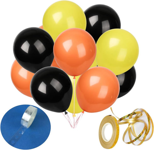 Latex Balloons 60 Pack 12 inches in Black, Yellow, Orange for Birthday, Wedding, Baby Shower, Party Decoration