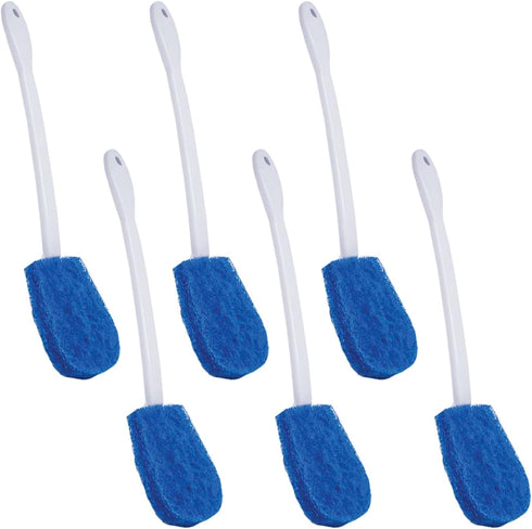 LOLA Bath & Toilet Bowl Scrubber Brush w/Comfort Handle, 6 Pack, w/Hang