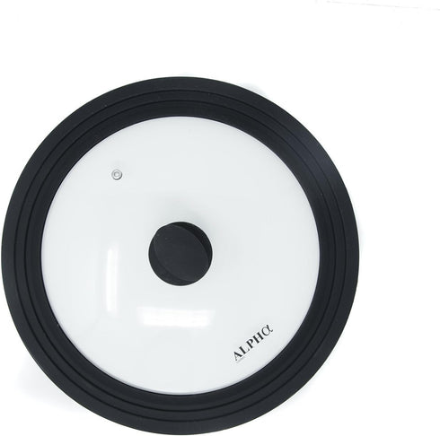 Alpha Living Universal Silicone Cookware Pots and Pans - Vented Tempered Glass-Graduated Lid, Fits 9.5", 10", 11"