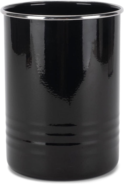 Nat & Jules Black 6.75 x 5 Iron Metal Kitchen Crock Utensil Holder