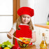 Kids Apron and Chef Hat Set, Adjustable Cotton Bib Aprons with Large Pocket, Red