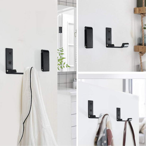 6PCS Folding Coat Hooks, Matte Black Wall Mounted Hooks for Hanging Coats & Bathroom Towels, Heavy Duty Aluminum Alloy