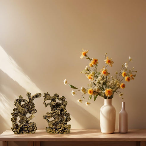 Betterdecor Feng Shui Chinese Dragon and Phoenix Statue, Decoration for Family Harmony, Love, and Prosperity