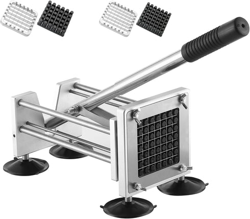 LILALIWA French Fry Cutter, Manual Potato Cutter with 1/2-inch and 3/8-inch blades for