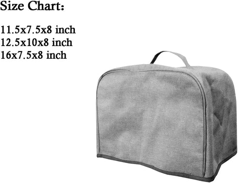Large 4 Slice Toaster Cover, Dust-proof & Oil Proof, Fits Most Toasters, Gray, 16” x 7.5” x 8”