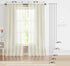 Treatmentex Pom Pom Linen Sheer Curtains for Living Room, 63 inches Length, 52" w x 2 Pack, Beige