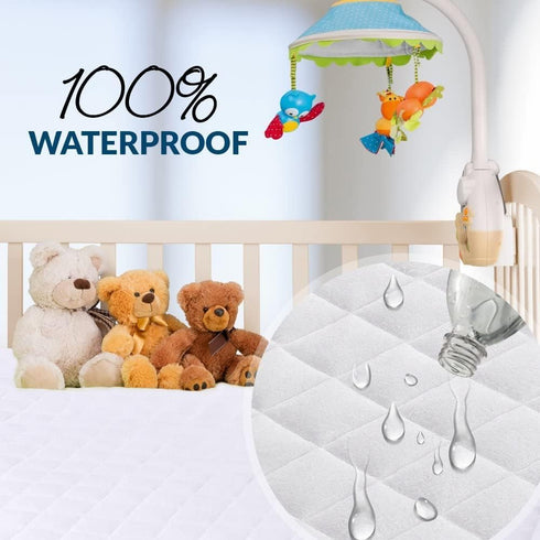 27"X 39" PlushDeluxe Mattress Protector, Waterproof Mattress Cover, Breathable Soft Cotton Terry Surface, Mini-Crib