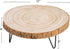 Rustic Paulownia Wood Pedestal with Sleek Metal Legs
