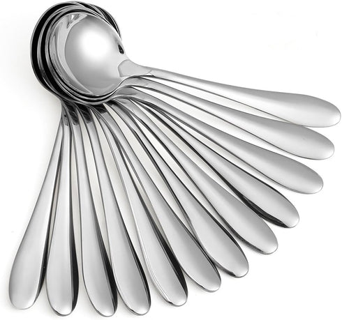 Eslite Large Soup Spoons, 12-Piece Stainless Steel Bouillion Spoons, 7.7 Inches