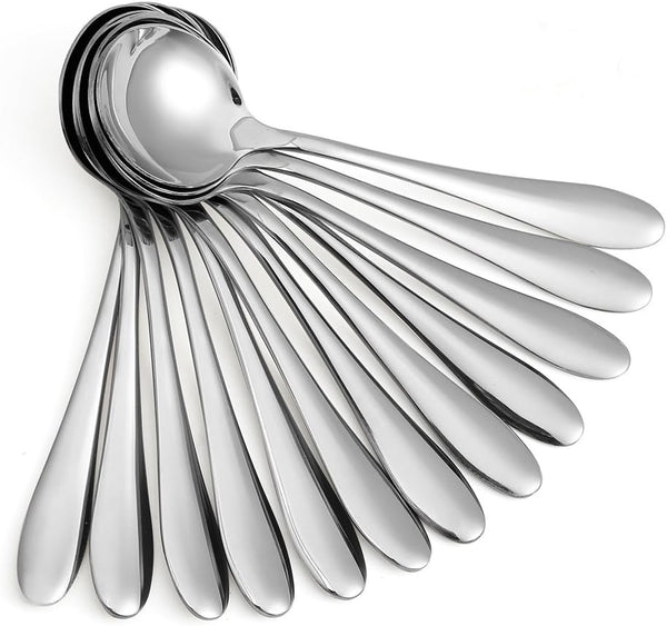 Eslite Large Soup Spoons, 12-Piece Stainless Steel Bouillion Spoons, 7.7 Inches