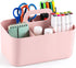 Multiuse Caddy Organizer with Handle - Stackable Plastic Bin Basket for Art Supplies, Makeup, Bathroom, Kitchen (Pink)