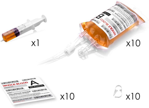 WYNK Blood Bags for Drinks, 10 Reusable IV Bags for Halloween Party Decoration, Vampire & Zombie Props