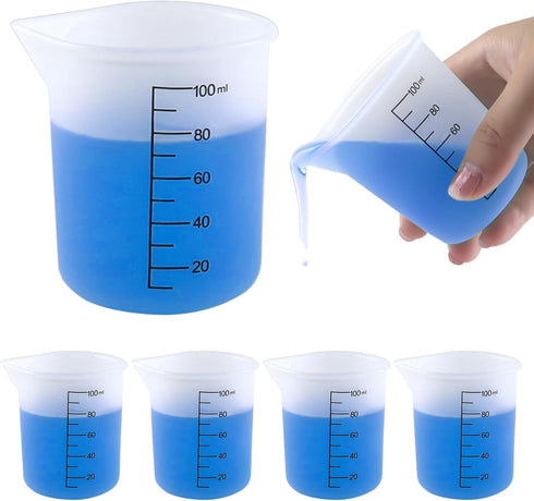 TKYZMS 4 Pack Reusable Silicone Measuring Cups,100ml Laundry Detergent Dispenser,Liquid Measuring Cups for
