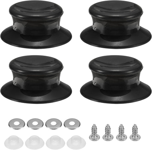 uxcell 4pcs Replacement Knob for Pot Pan Lids, Plastic Cover Holding Handles for Skillets and Cookware (Black)