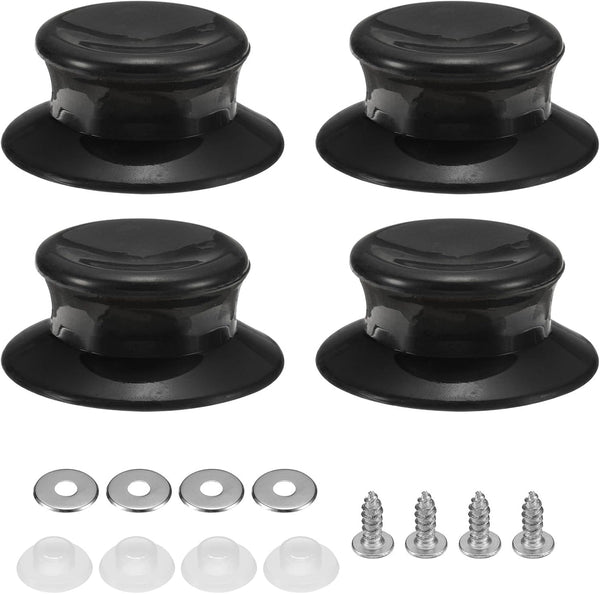 uxcell 4pcs Replacement Knob for Pot Pan Lids, Plastic Cover Holding Handles for Skillets and Cookware (Black)