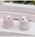 Hand Carved Wooden White Cat Figurine Unique Odd-Eyed Lion Cat Statue Desk & Bookshelf Creative Home Decor, Collectible
