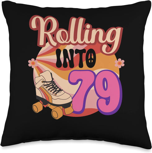 In-line Skates Throw Pillow, 16x16, Multicolor Rolling Into 79 Towards 1947