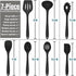 E-far 7-Piece Silicone Cooking Utensils Set, Black Heat Resistant Kitchen Tools, Nonstick Spatula, Ladle, Spoon, Pasta