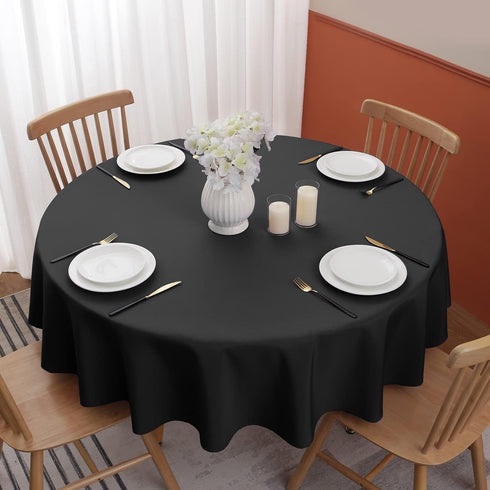 Softalker Round Tablecloth, Waterproof & Stain Resistant, 60 inch, Black