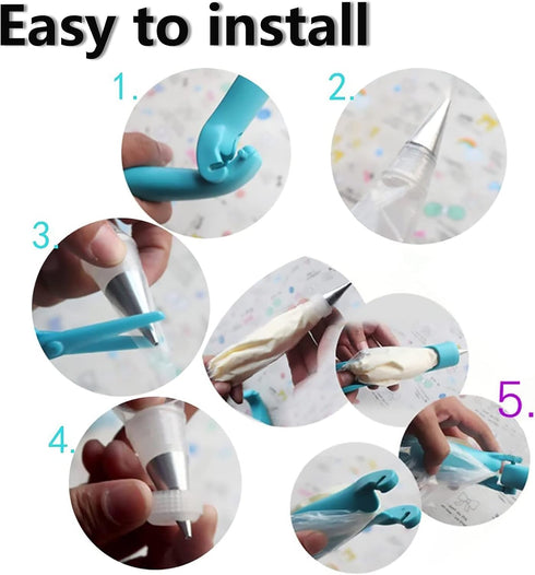 Cake Decorating Pen Tool Kit, DIY Pastry Bag and Icing Pen Piping Kit (Blue)