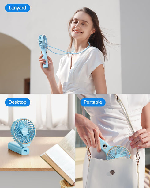 SWEETFULL Handheld Fan, Portable 5000mAh Rechargeable Battery Fan, 6 Speed Wind, Mini Travel Fan with LED Display