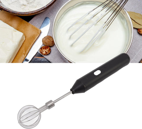Electric Handheld Egg Beater, Round Head Milk Frother, Battery Powered Whisk for Home Kitchen, Restaurants (Black)