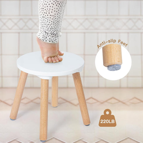1 Pack 10 Frogprin Wooden Step Stool for Kids, Kids Chairs Perfect Matched Sensory Table, Multi-Purpose Sitting Stool