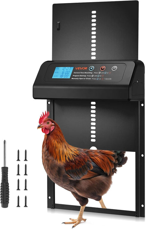 VEVOR Automatic Chicken Coop Door, Battery Powered Chicken Coop Door with Timer