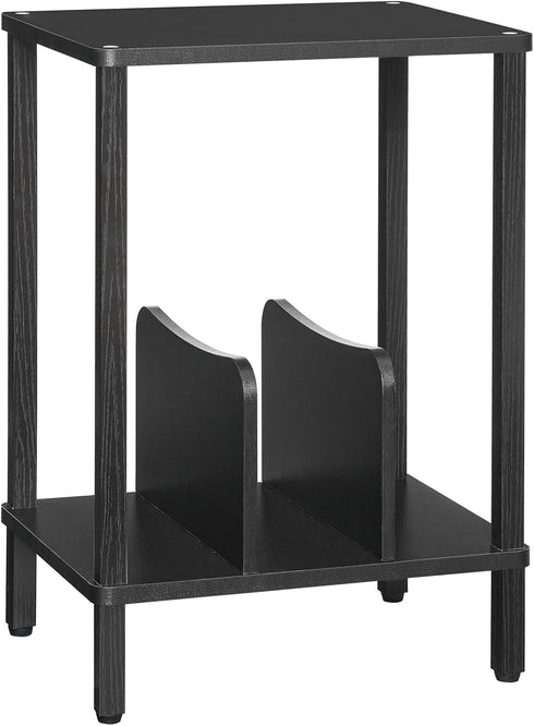 2-Tier 100 Albums, BK05RS01 HOOBRO Small End Table, Record Player Stand Vinyl Record Turntable Stand with Storage up