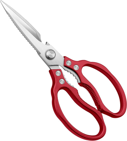 CGBE Kitchen Scissors - Multi-Purpose Heavy Duty Food Shears for Kitchen, Meat, Herbs (Red)