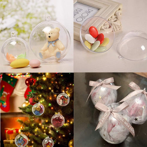 20 Pack Clear Plastic Fillable Ornament Balls - Sweetfamily DIY Christmas Decorations, Transparent Ball Gifts for