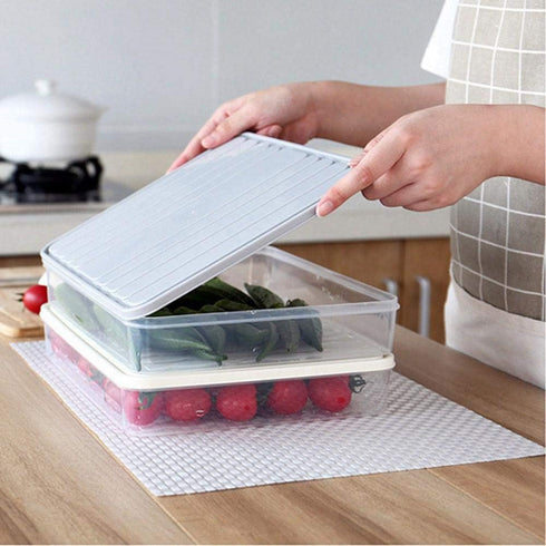 Food Storage Bin Vegetable Organizer with Lid, Clear Fridge Crisper to Keep Food Fresh, BPA Free Kitchen Organizer
