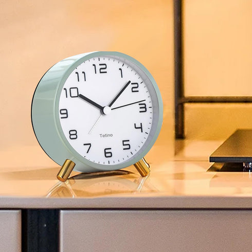 Alarm Clock for Bedroom,Loud Analog Clock with Silent Non-Ticking,Voice Controlled Light,Small Clock