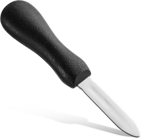 Oyster Shucking Knife, 2.75" New Haven Style Clam Knife with Non-Slip Poly Handle, Seafood Opener Tools (Black)