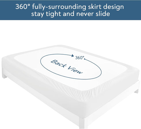 Magik & Kover 2 Pack 14" Full Size Mattress Protector Waterproof Cover, Waterproof Bed Full Fitted Sheet Only, Machine
