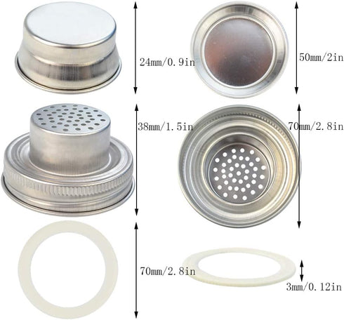 obmwang 4 Pack Stainless Steel Mason Jar Shaker Lids for Cocktail, Dredge Flour, Mix Spices, Fits Regular Mouth