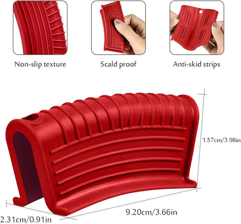 Silicone Assist Handle Holder, Hot Skillet Handle Covers for Cast Iron Skillets, Non-Slip Heat Resistant, Red