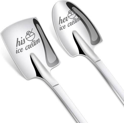 PRSTENLY 2 Pcs His and Hers Ice Cream Spoons, Gifts for Couples, Boyfriend Girlfriend Anniversary, Birthday, Valentines