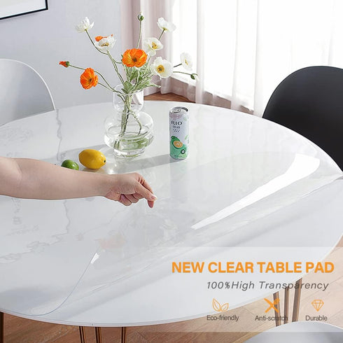 VeeCano 16 Inch 2Pcs Round Clear Plastic Table Protector Cover PVC Vinyl Desk Pad Mat Waterproof Non-Slip Easy Clean