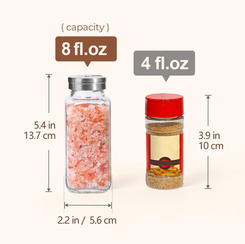 8oz 6PCS9 Set Set, ComSaf Spice Jars with Shaker lids Adjustable, DIY Labels, Spice Jars Trial & Supplement Empty