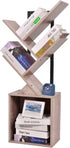 4-Tier Tree Bookshelf Bookcase with Storage Cabinet, Modern Corner Bookshelves, Narrow Wood Book Rack, Mini Floor