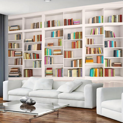 FENDROM White Bookshelf Bookcase Tapestry Home Office Video Conference Study Room Tapestries Wall Hanging Art