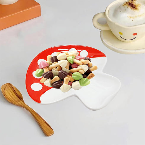Mushroom Spoon Rest for Stove Top, Cute Ceramic Spoon Holder for Kitchen Counter, Mushroom Kitchen Decor (Red)