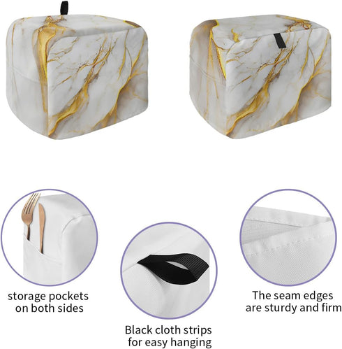 Marble Gold Grey 4 Slice Toaster Cover Small Appliance Cover Toaster Dustproof Fingerprint Protectors Machine Washable, Modern Abstract Minimalist Art
