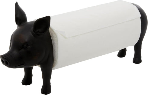 Deco 79 Polystone Paper Towel Holder, 5" x 16" x 8", Black