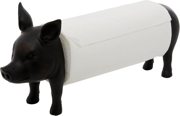 Deco 79 Polystone Paper Towel Holder, 5" x 16" x 8", Black