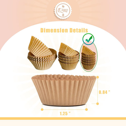 qiqee 600 Count Mini Cupcake Liners Natural Muffin Liners Food Grade Brown Baking Cups Paper No Smells(Small Size) by qiqee